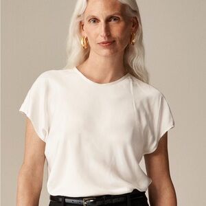 J. Crew Drapey T-shirt top, cream color, size large